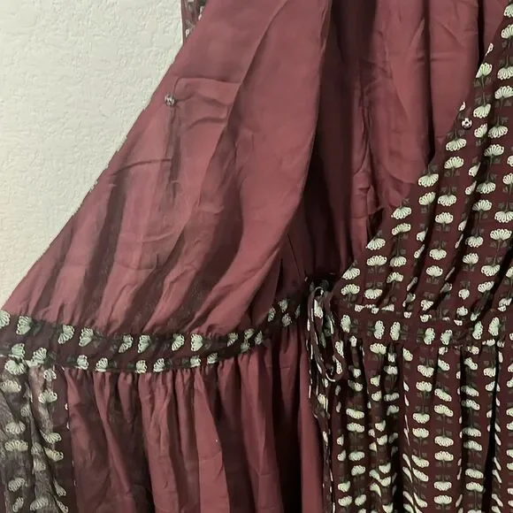 SCOTCH & SODA Atelier 4 Maroon Floral High-Low Wrap Dress, Size M - Picture 11 of 13